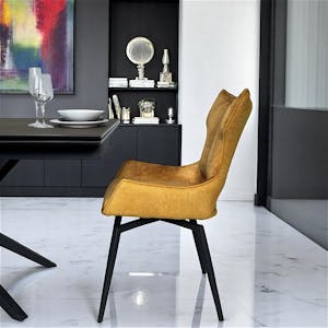 Chaise pivotante dorée bi-matière, dossier en T (lot de 2) LOMBARDIE